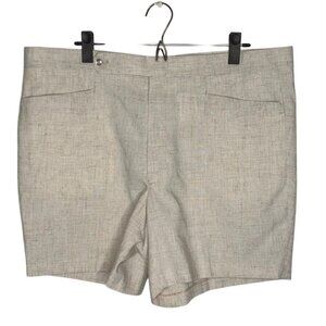Vintage Beige Shorts Womens Linen Pockets Classic Dressy Old Money Luxury